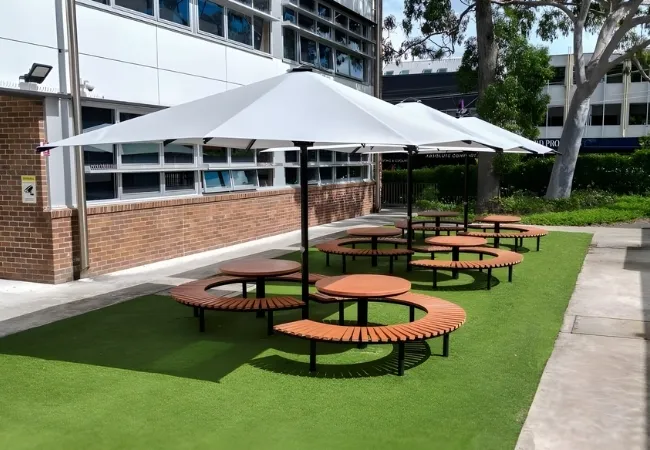 Outdoor seating or learning areas