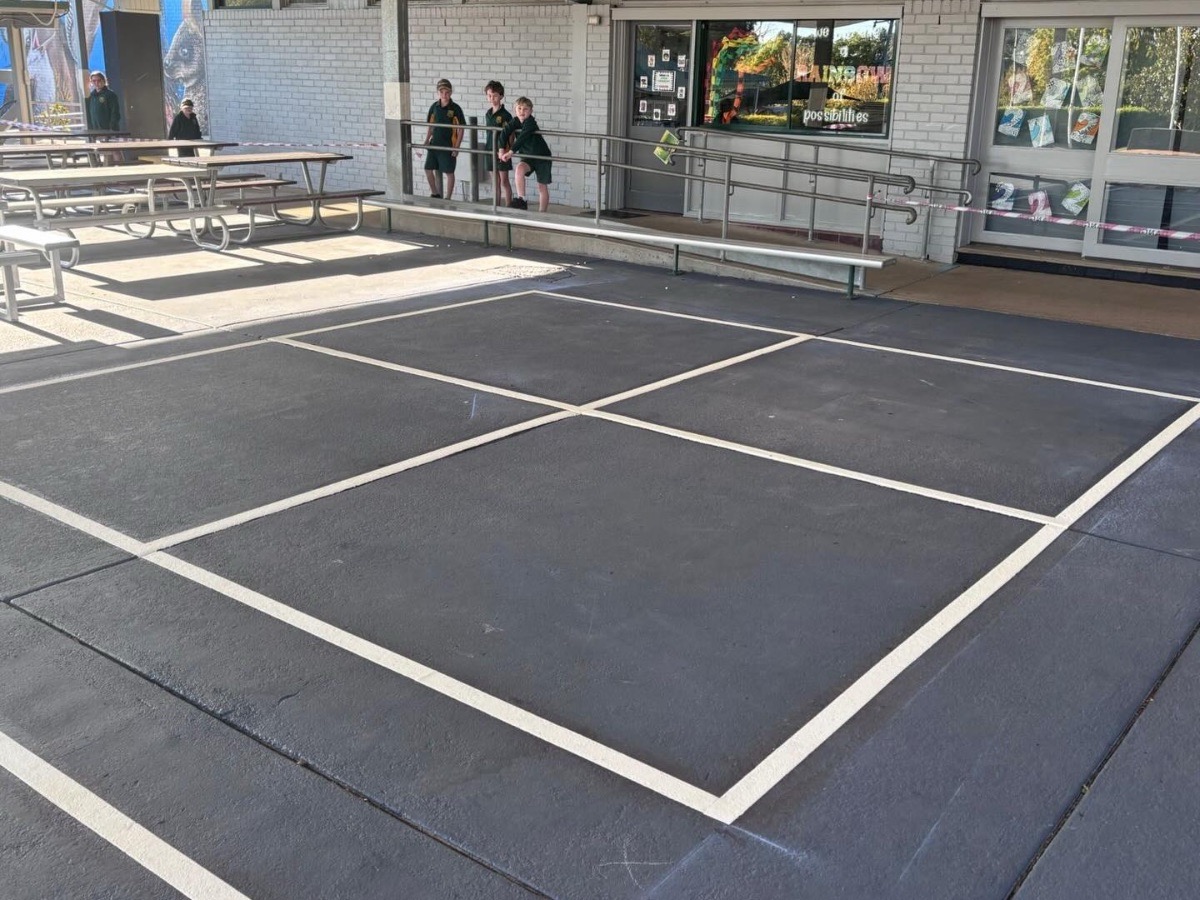 hermoplastic line marking application process at an Australian school