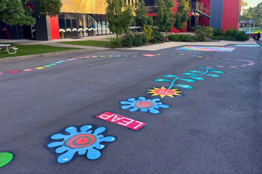 The Best Playground Games for Primary School Students in Australia 3 Primary school playground before and after thermoplastic game marking installation EduMarking Australia